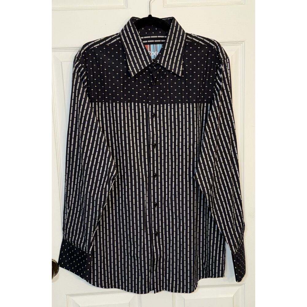 Roar Men’s Long Sleeve Double Sided‎ Flip Cuff Button Up Shirt Size XL